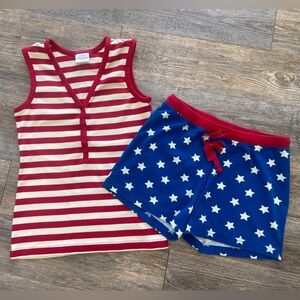 Hannah Andersson Medium Lounge Shorts Set Red White Striped Tank Blue Stars